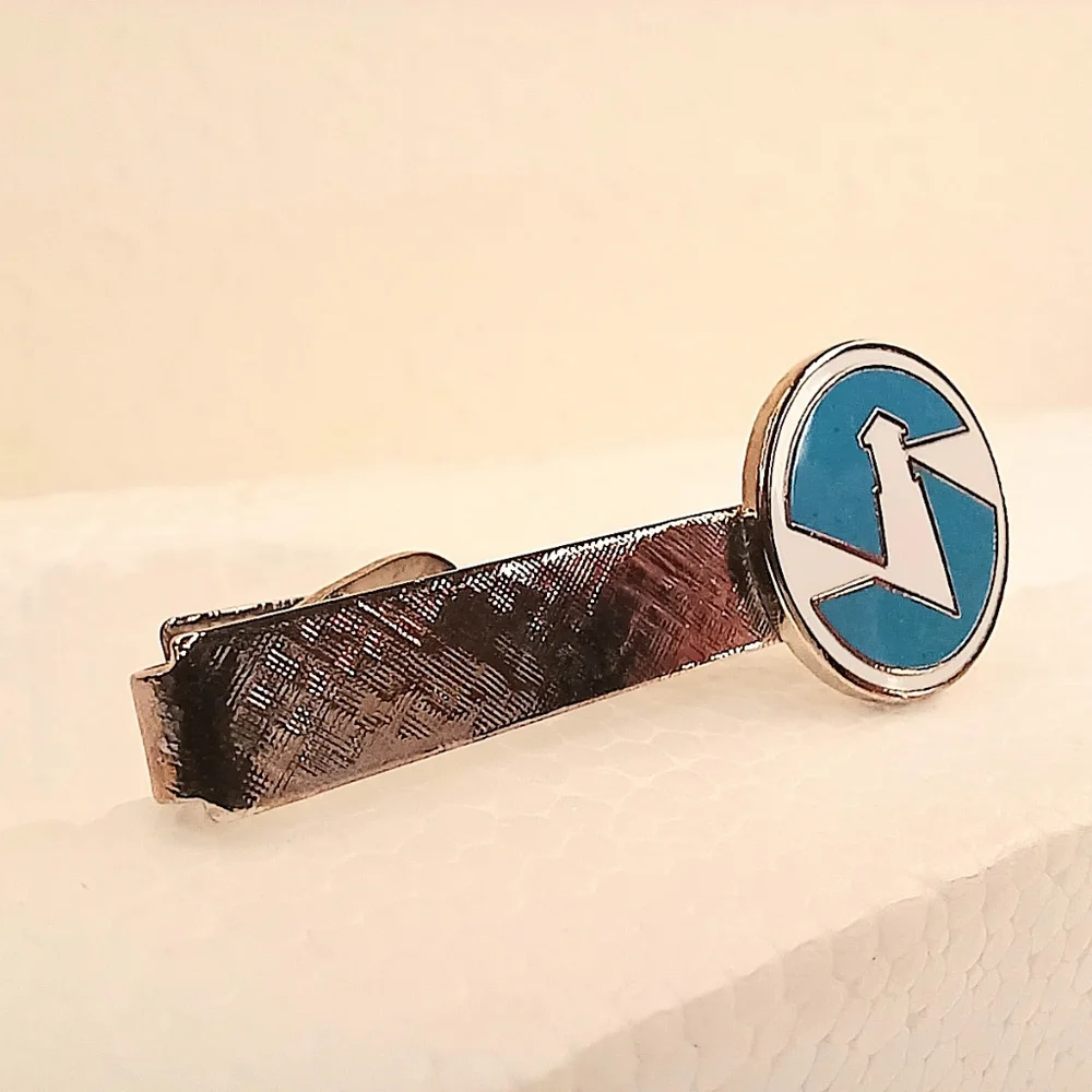 Vintage Tie Bar Clip Nautical Lighthouse Pop Art Deco Brass Cloisonne